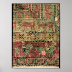 Pile carpet depicting horses and riders poster