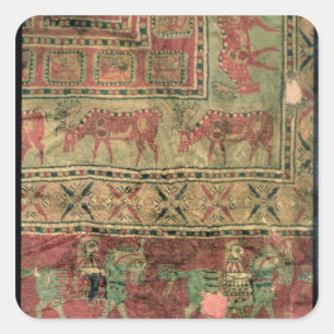 Pile carpet depicting horses and riders square sticker
