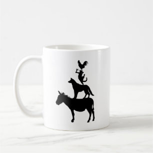 Pile of Animals, Horse, Dog, Cat, Rooster Coffee Mug