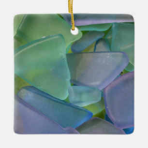 Pile of blue beach glass, Alaska Ceramic Ornament