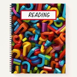 PILE OF BRIGHTLY COLORED SHAPES & LETTERS NOTEBOOK