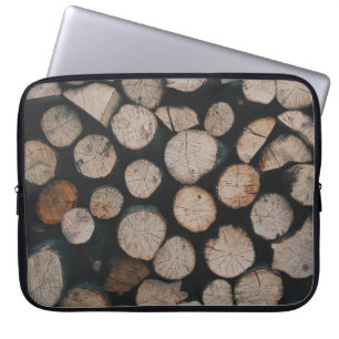 Pile of brown fire woods laptop sleeve
