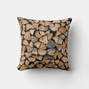 Pile of brown firewood cushion