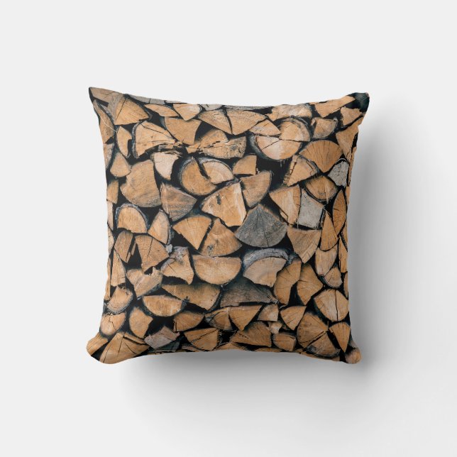 Pile of brown firewood cushion (Front)