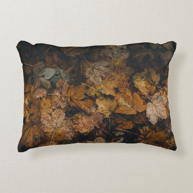 PILE OF BROWN MAPLE LEAVES DECORATIVE CUSHION (Front)