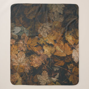 PILE OF BROWN MAPLE LEAVES SHERPA BLANKET