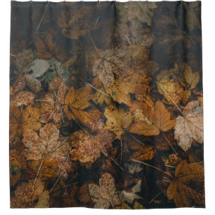 PILE OF BROWN MAPLE LEAVES SHOWER CURTAIN