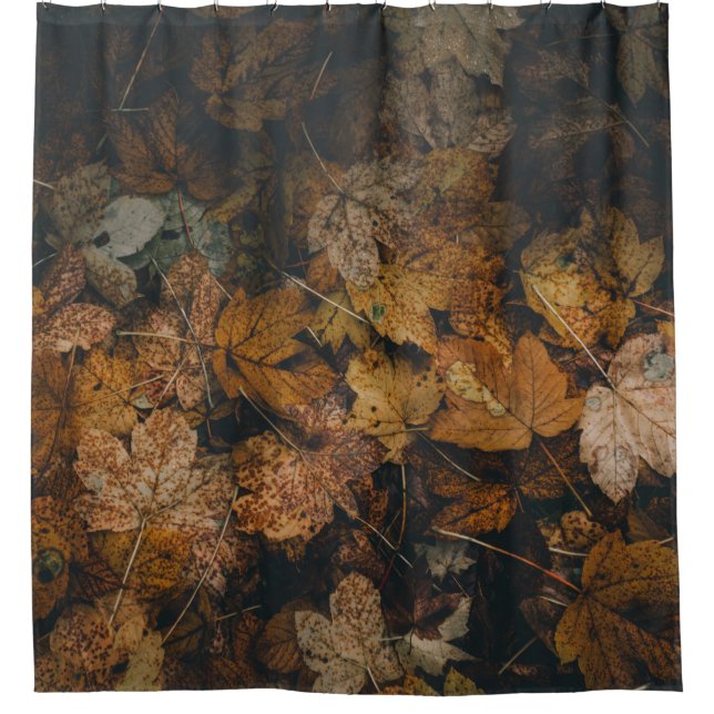 PILE OF BROWN MAPLE LEAVES SHOWER CURTAIN (Front)