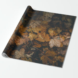 PILE OF BROWN MAPLE LEAVES WRAPPING PAPER