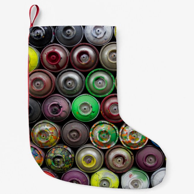 Pile of butane can small christmas stocking (Front)