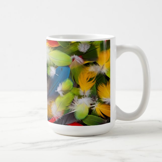 Pile of colourful feathers coffee mug (Right)