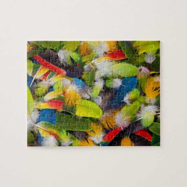 Pile of colourful feathers jigsaw puzzle (Horizontal)