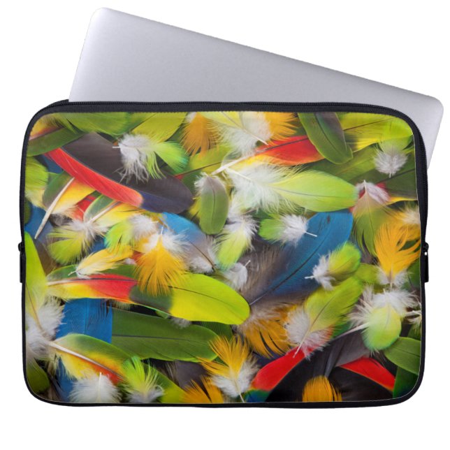 Pile of colourful feathers laptop sleeve (Front)