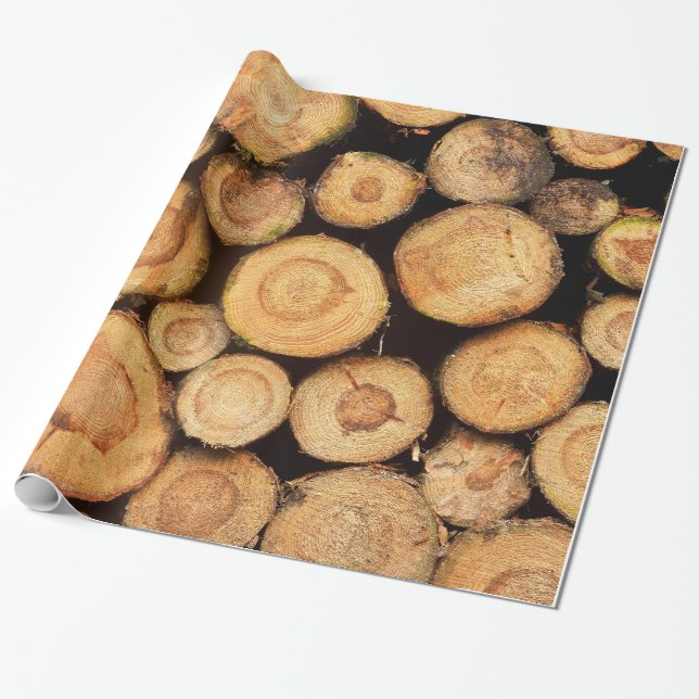 Pile of Cut Logs Wrapping Paper (Unrolled)