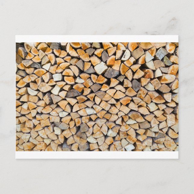 Pile of firewood as tree trunk postcard (Front)