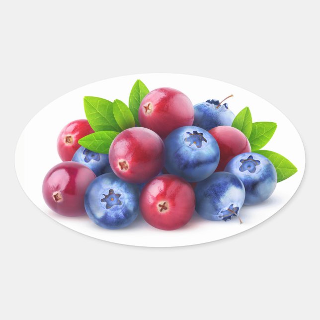 Pile of fresh berries oval sticker (Front)