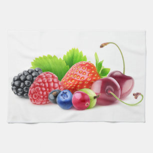 Pile of fresh berries tea towel