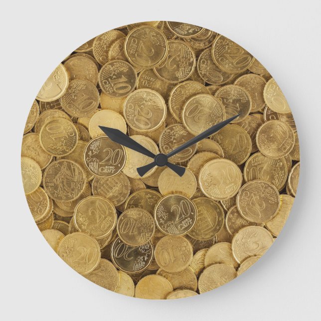 Pile Of Gold Round Coins Acrylic Wall Clock (Front)