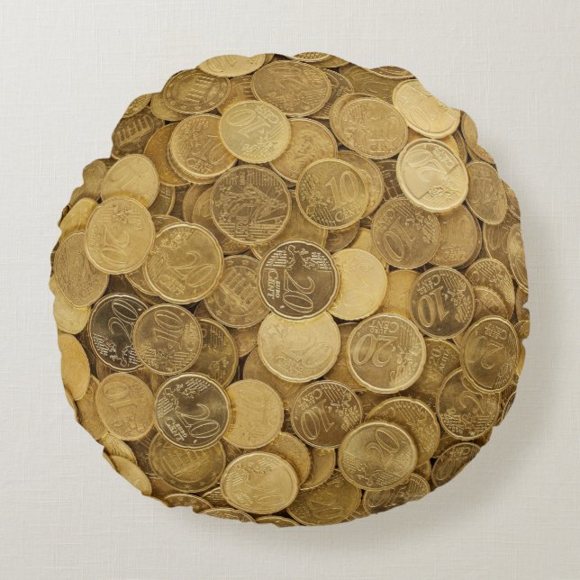 Pile Of Gold Round Coins Cushion (Front)