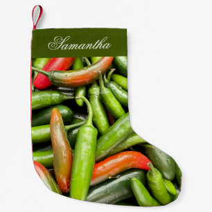 Pile Of Green Spicy Peppers Small Christmas Stocking