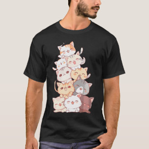 Pile Of Kitty Cats Cute Cats Kitty Pile Anime Kawa T-Shirt