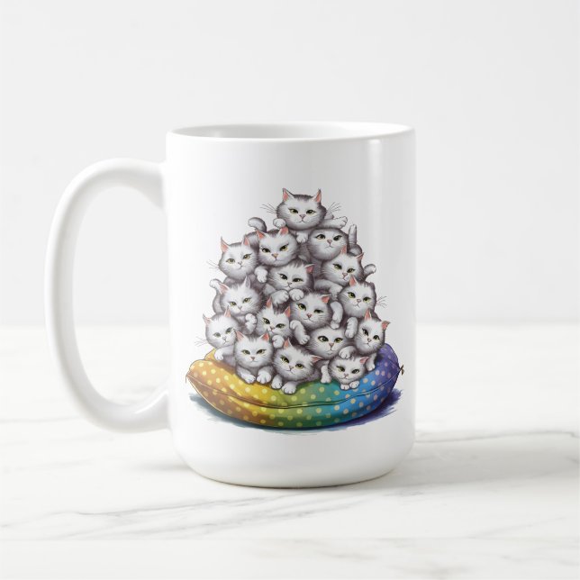 Pile Of Kitty Cats Funny Cute Cat Lover Coffee Mug (Left)