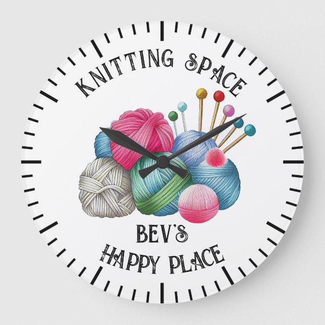 Pile of knitting yarn large clock (Front)