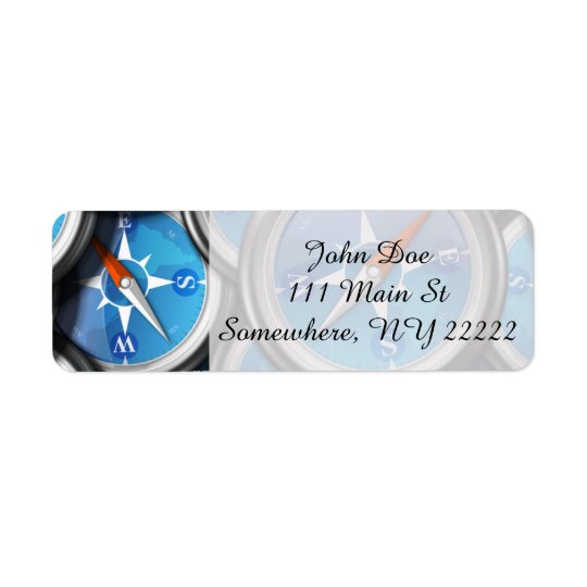 Pile of Nautical Compasses Return Address Label