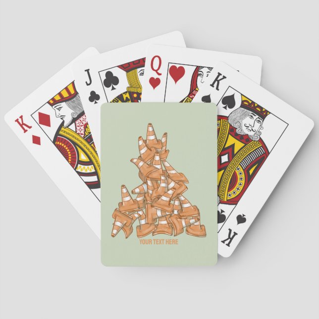 Pile of orange road cones playing cards (Back)