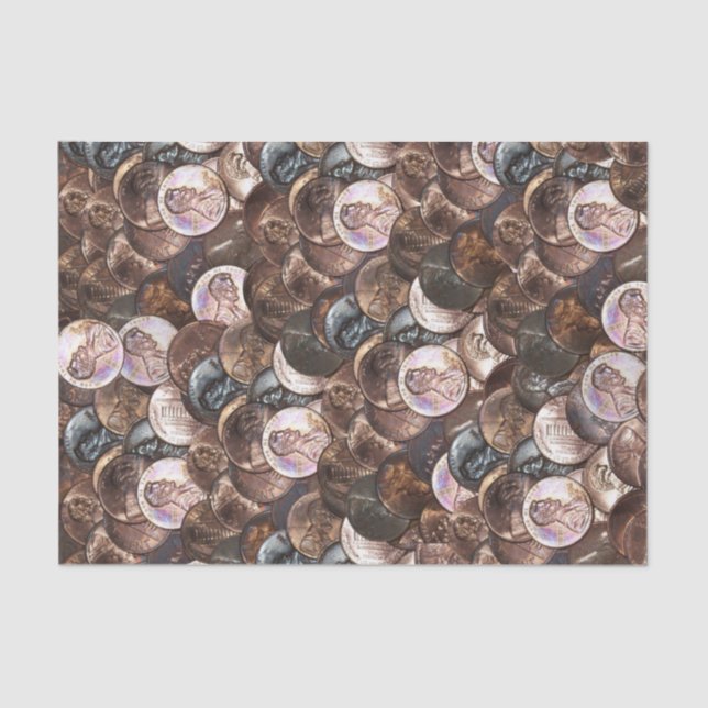Pile of Pennies - One Cent Penny Spread Background Tissue Paper (Front)