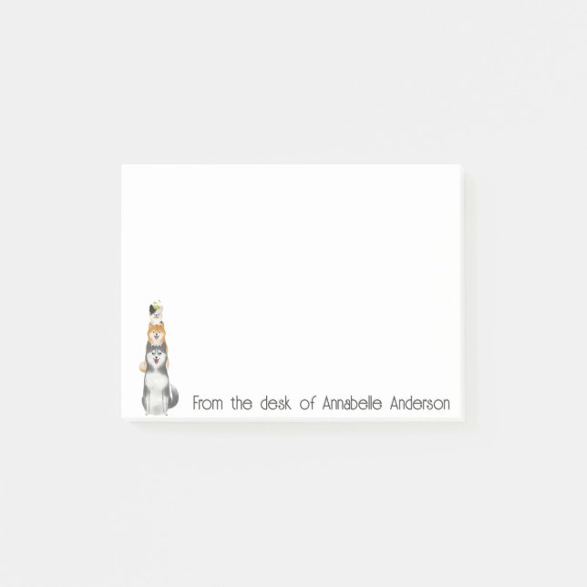 Pile of Pets Personalise Post-it Notes (Front)