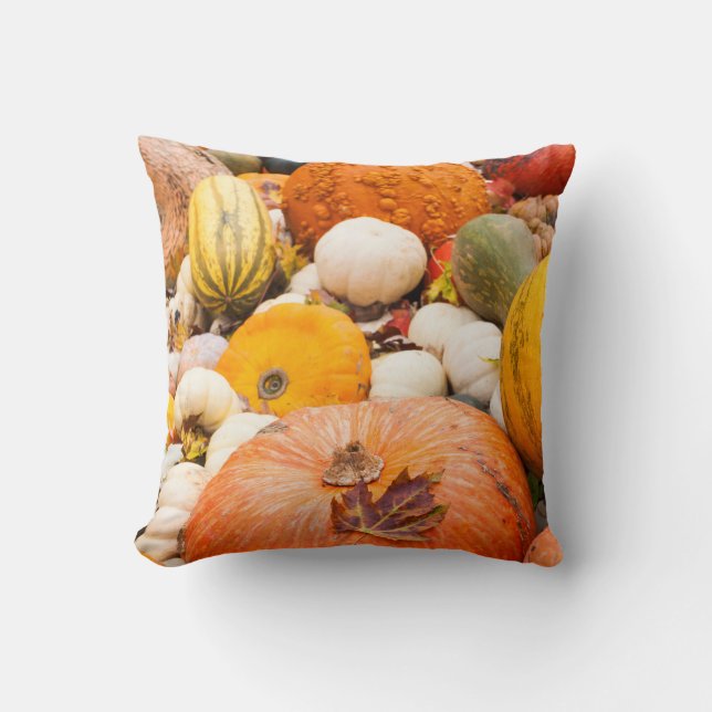 Pile Of Pumpkins And Squash Cushion (Front)
