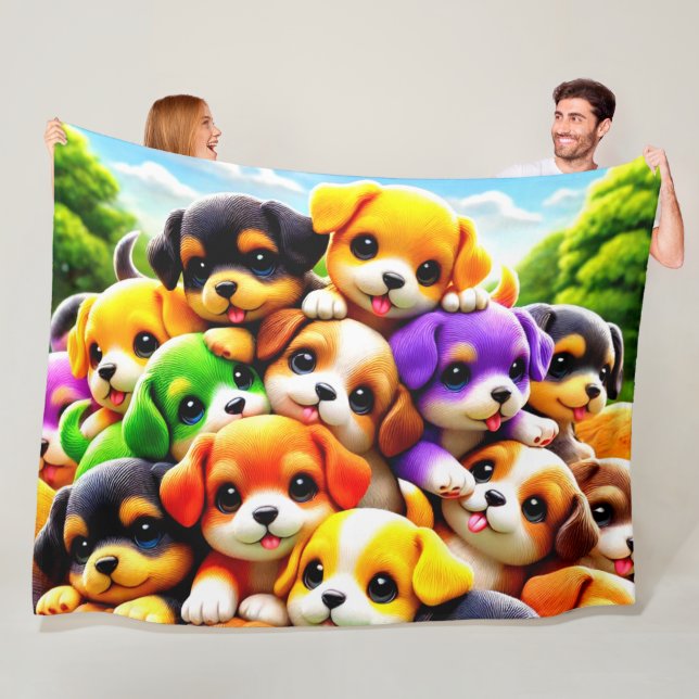 Pile of Puppies Fleece Blanket (In Situ)