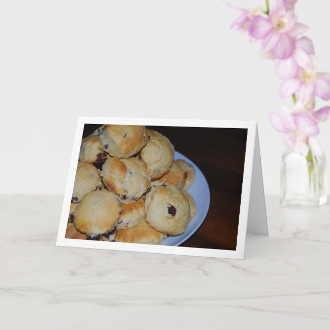Pile of Raisin Scones on Plate Card (Orchid)