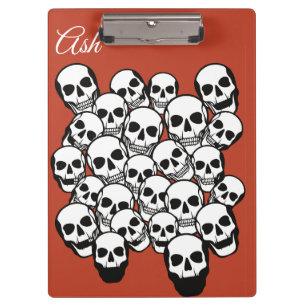 Pile of Skulls Burnt Amber Red Background Clipboard
