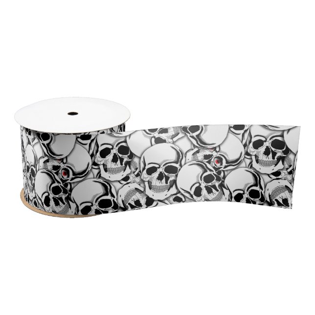 Pile of Skulls Red Eye ID222 Satin Ribbon (Spool)
