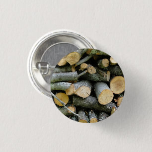 Pile of Stacked Cut Firewood 3 Cm Round Badge