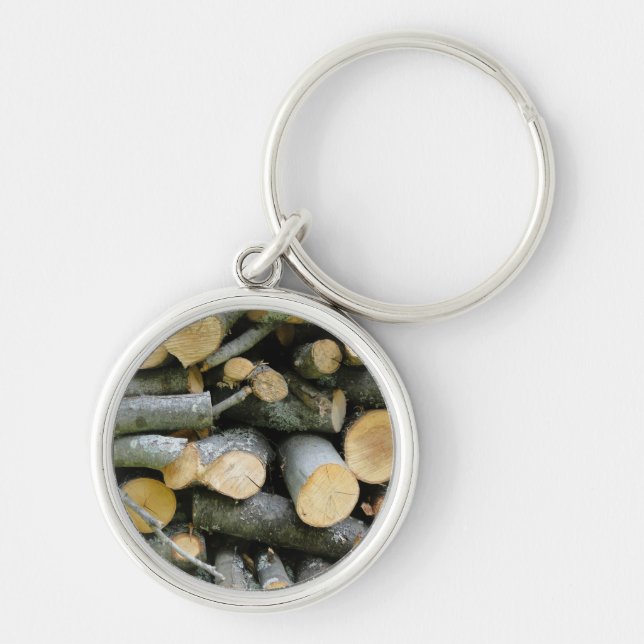 Pile of Stacked Cut Firewood Key Ring (Front)