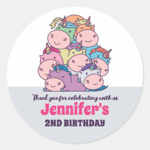 Pile of Unicorns Cute Kids Birthday Party Favor Classic Round Sticker