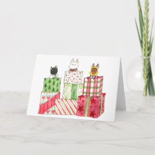 Piles of Christmas Gifts Holiday Card