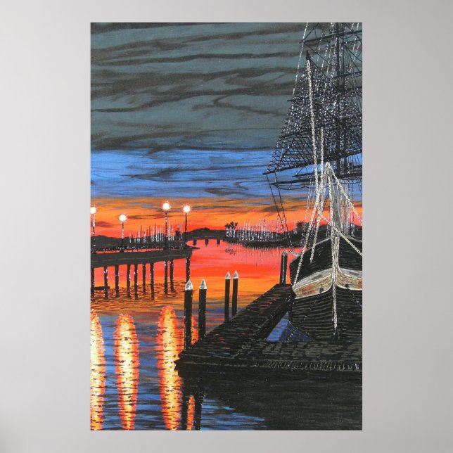 Pilgrim at dawn Dana point harbour painting  Poster (Front)