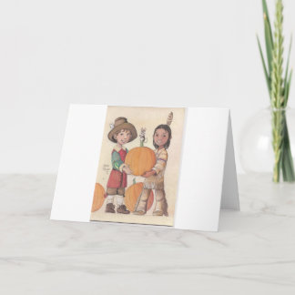 pilgrim boy and indian boy holiday card