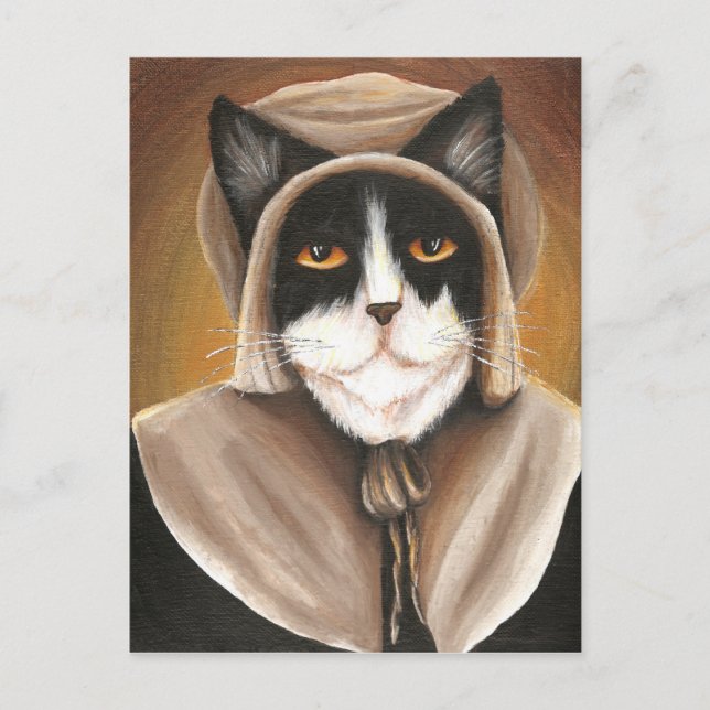 Pilgrim Cat Dressed in Colonial Puritan Clothes Postcard (Front)