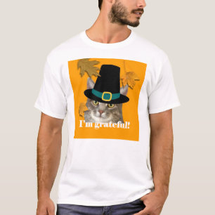 Pilgrim Cat is grateful for blessings! T-Shirt