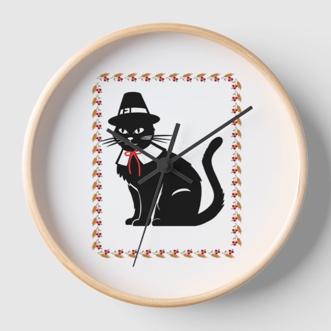 Pilgrim Cat Oversized T-Shirt Clock (Front)