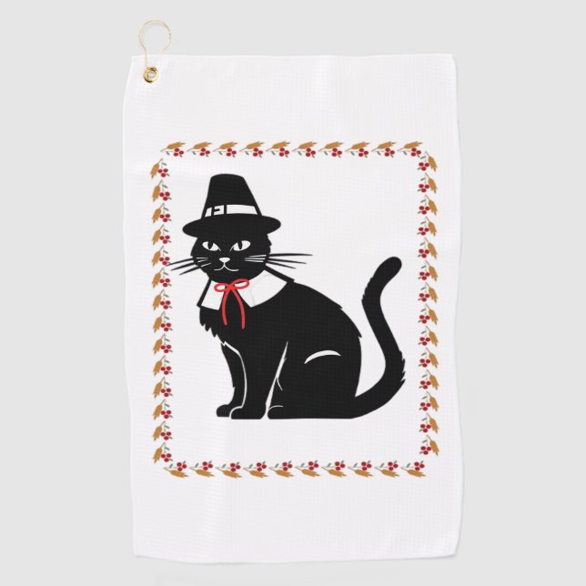 Pilgrim Cat Oversized T-Shirt Golf Towel (Front)