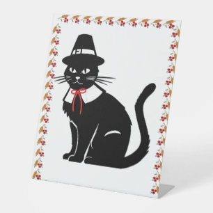 Pilgrim Cat Oversized T-Shirt Pedestal Sign