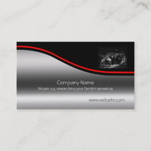 Pilgrim Compact Signing, red swoosh, metal-effect Business Card