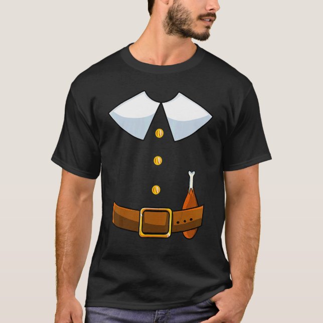 Pilgrim Costume Collar Thanksgiving Turkey Day Men T-Shirt (Front)