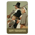 Pilgrim Family. Vintage Art Thanksgiving Gift 